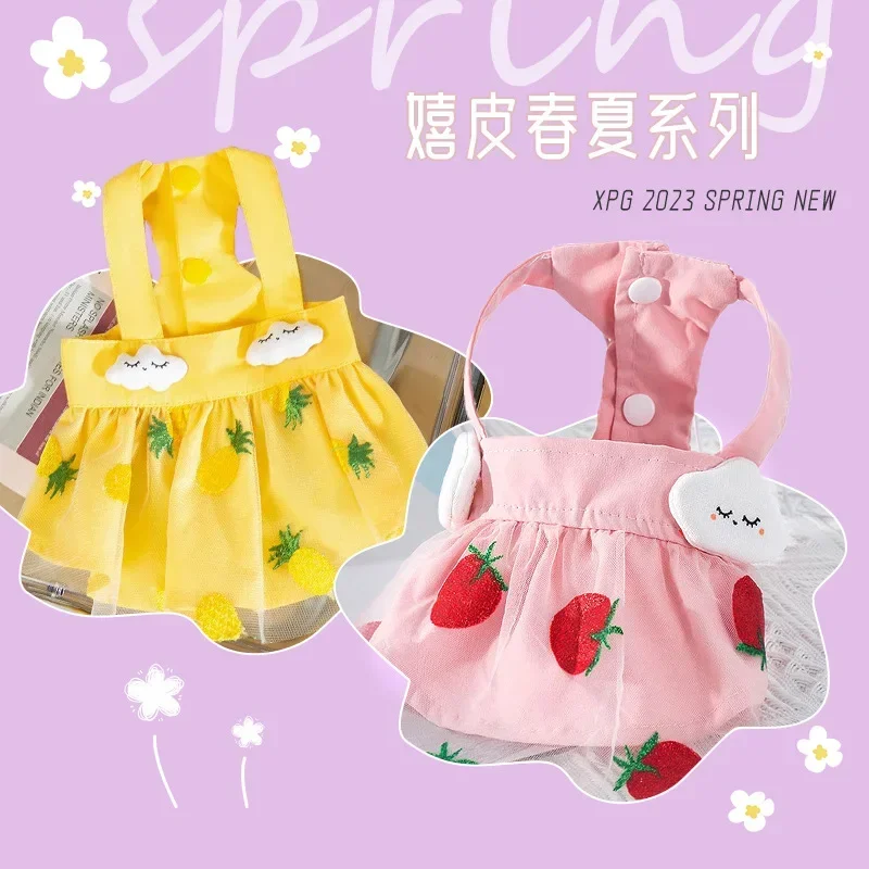 

2023 new strawberry princess gauze dress dog thin sweet dress than bear small dog cat pet clothes