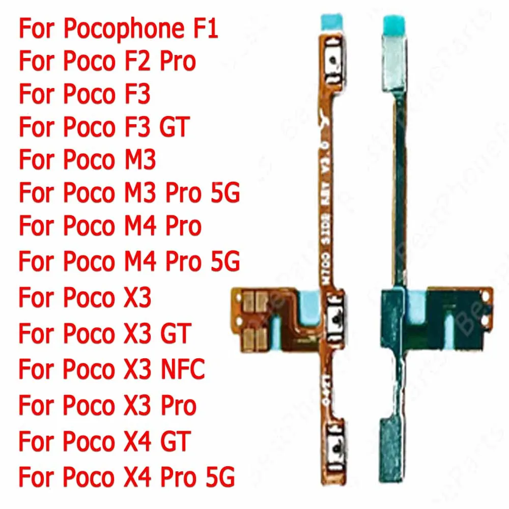 For Xiaomi Poco Phone F1 F2 F3 M3 M4 Pro X3 NFC X4 GT 5G New Power On Off Side Button Replacement Volume Flex Cable