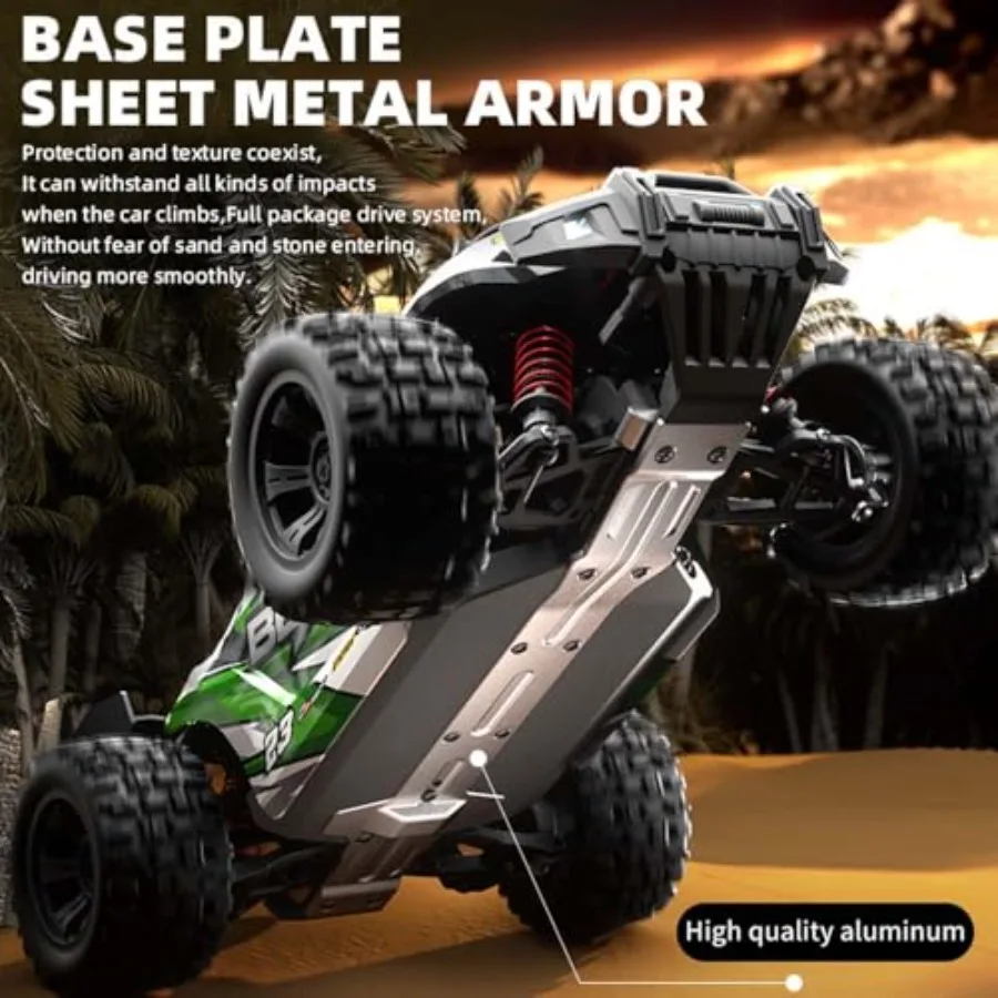 Offroad RC truck for adults, ABS plastic body, black, waterproof 4WD high-speed drift car with 60 km/h performance and 3-batter