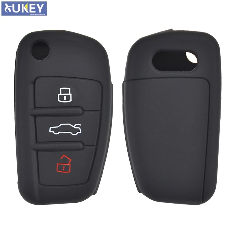 3 Button Silicone Car Remote Key Fob Shell Cover Case For Audi A1 S1 A3 S3 A4 A6 RS6 TT Q3 Q7 2005 2006 2007 2008 2009 - 2013