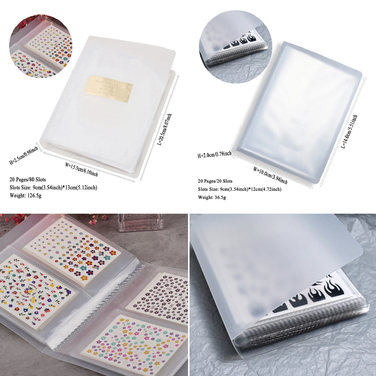 20 Slots Empty Nail Art Stickers Collecting Album Nail Art Decals Storage Booklet Empty Display Book Plastic DIY Design Tools