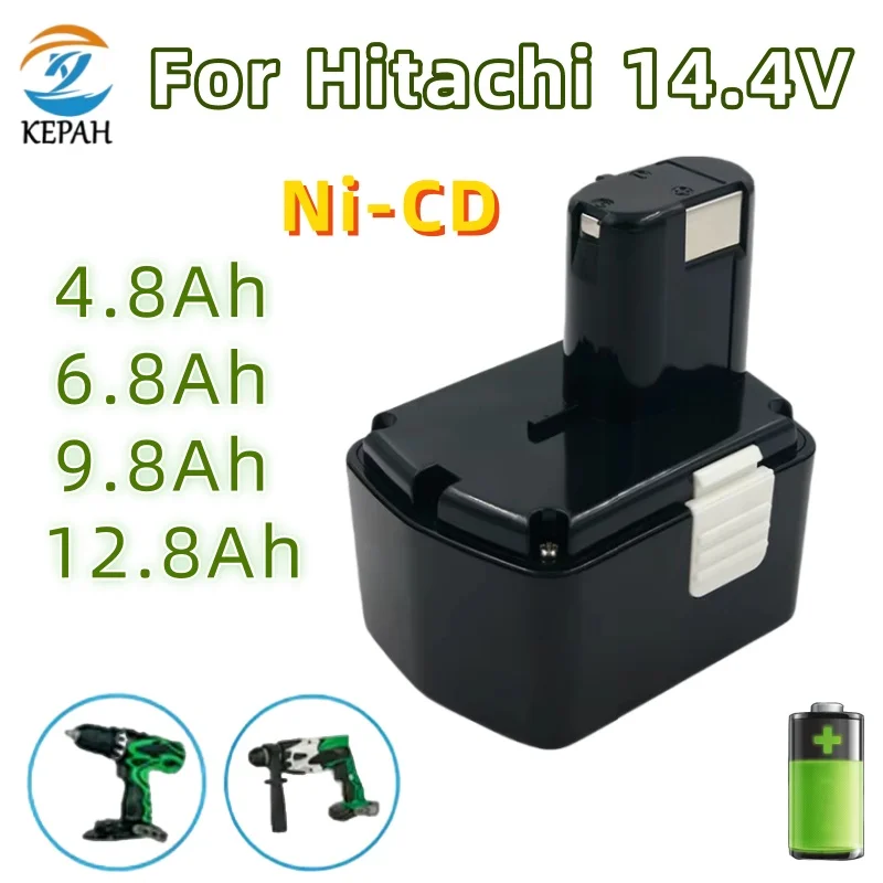 بطارية Ni-CD قابلة للشحن 14.4 فولت |   12.8 أمبير، يناسب هيتاشي EB1414S/EB1412/EB1424/EB1430، متوافق مع DS14DVF3/DS14DFL/DV14DL