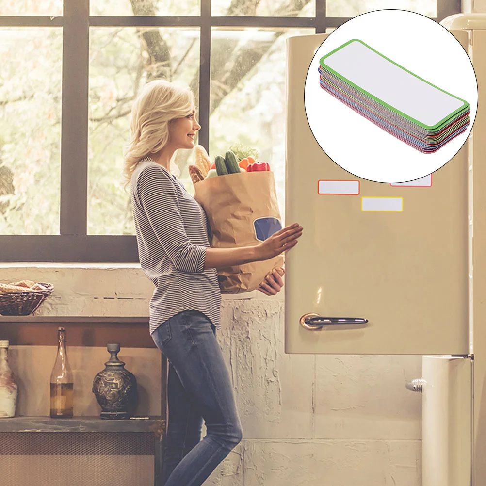 54 Pcs Magnetic Label Dry Erase Labels Magnets Fridge White Board Stickers Markers