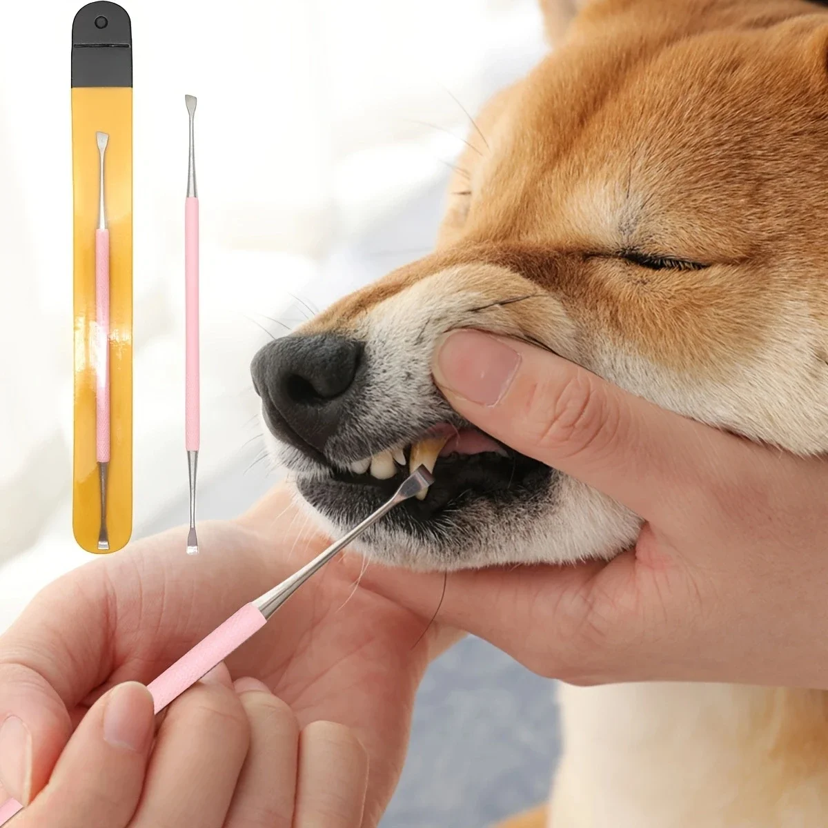 

1pc Pet Dog Tooth Cleaner Stainless Steel Tartar Removers Scraper Kit Pet Oral Cleaning Tools Double Headed Tartar Accessories