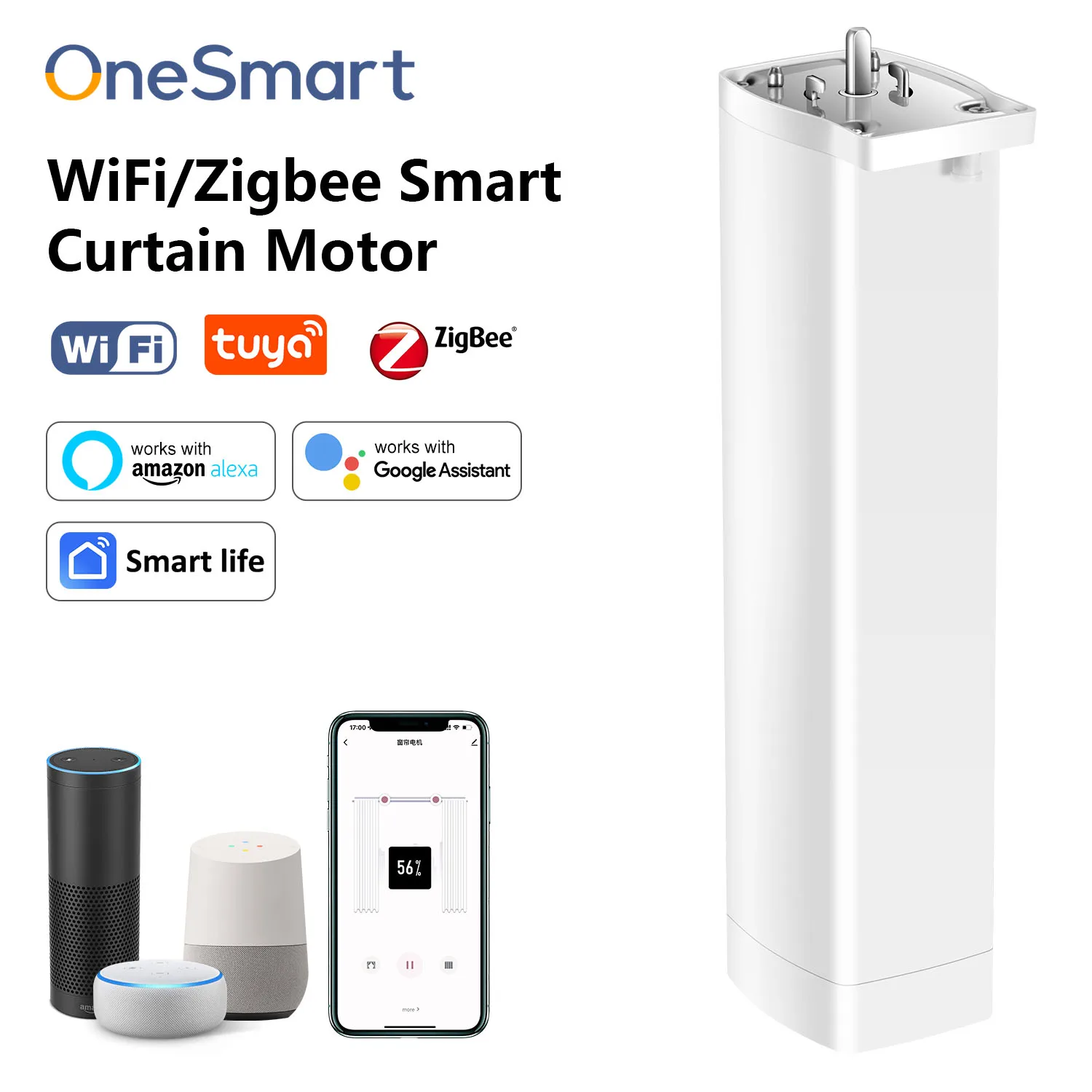 

OneSmart Tuya Wifi Zigbee Electric Smart Automatic Home Curtains Shutter Motor Support Voice Control Alexa Google Assistant