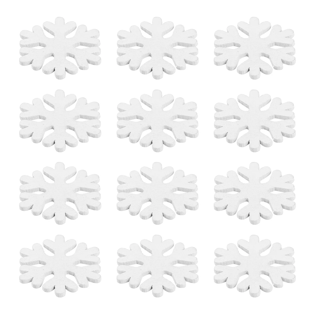 

BESTOYARD 100PCS Christmas Mini Snowflake Wooden White Snow Flake Craft Christmas Decoration Supplies