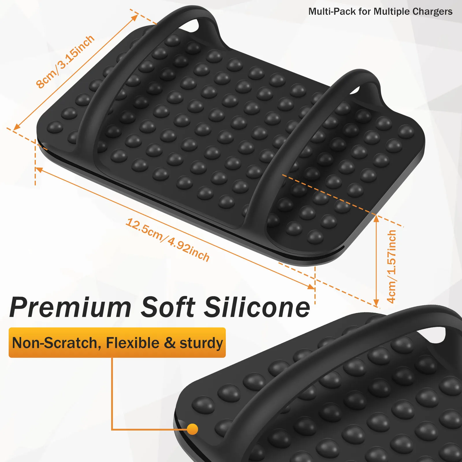 Silicone Laptop Charger Holder With Adhesive, Under Desk Power Brick Organizer for Charging Brick, Non-Slip Power Bricks Holder