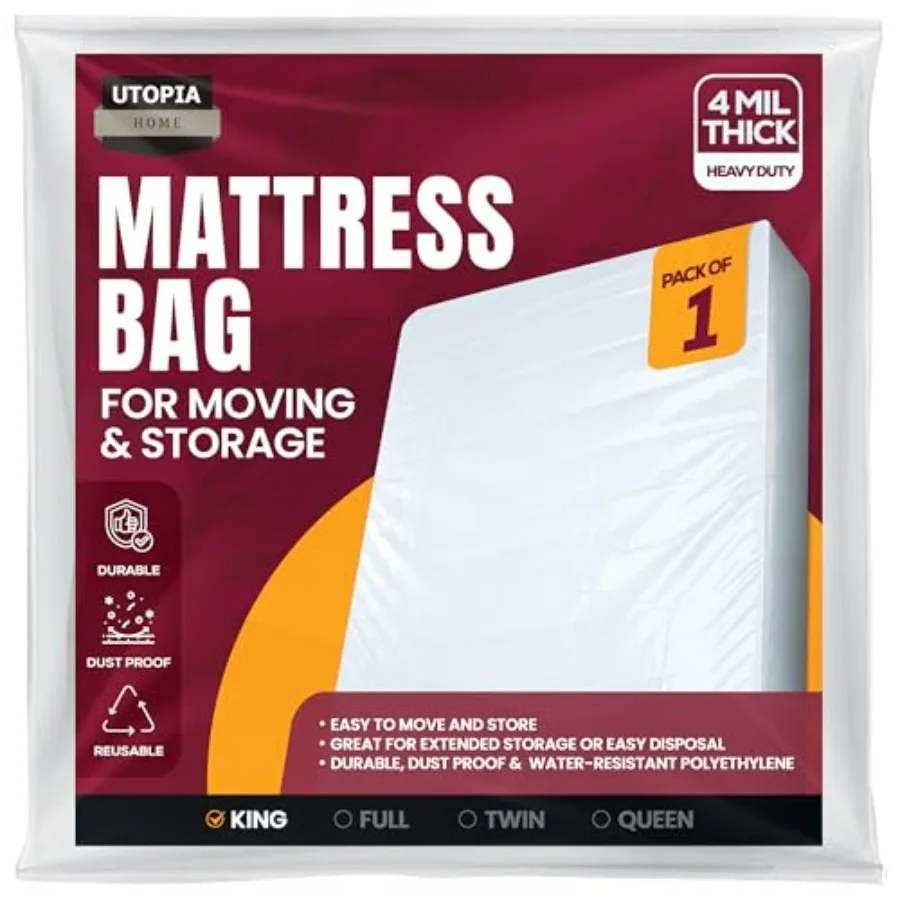 

Чехол для матраса King Size для переезда, сверхпрочный пластиковый мешок для матраса толщиной 4 мил, чехол для утилизации матрасов, подходит для матрасов до [размер в дюймах, например, 100] дюймов.