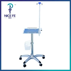 Medical Standing Trolley Rolling Cart Medical Trolley With Big Platfrom With Cable Hanger EKG Machine Cart