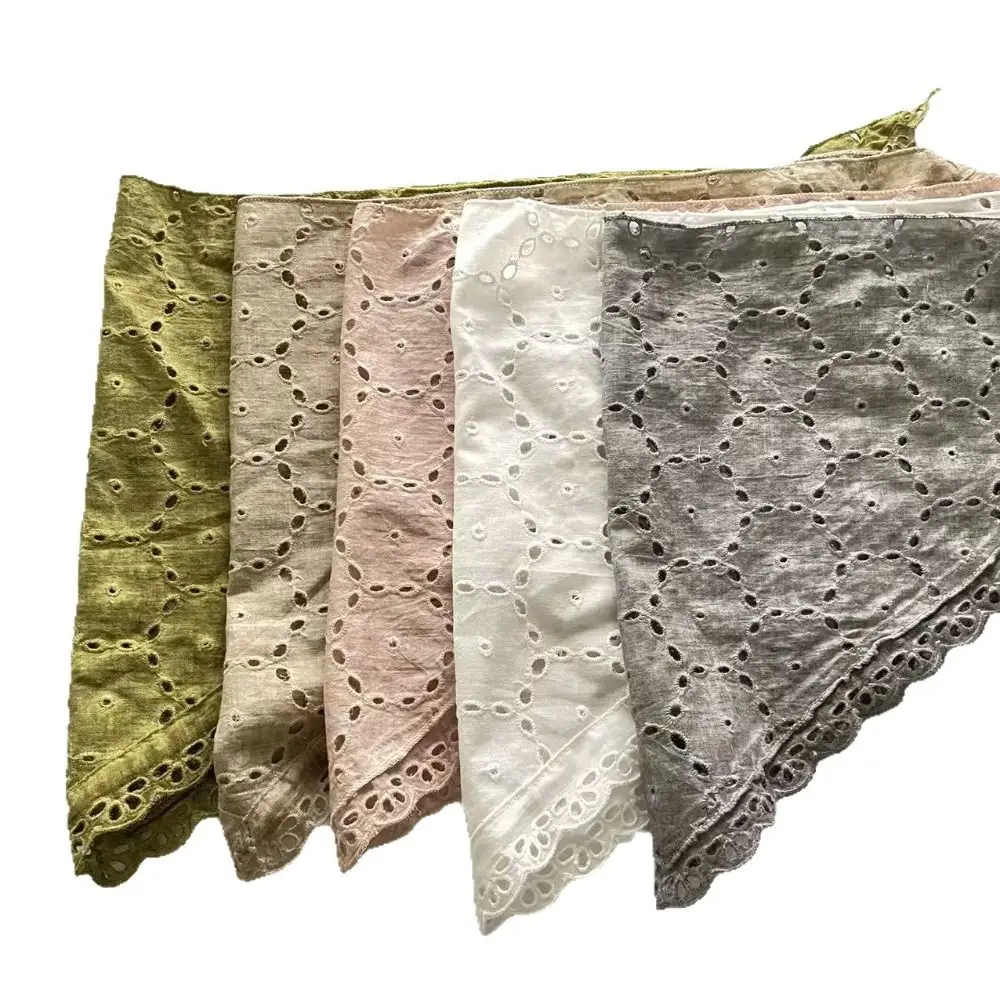 New Lightweight Floral Triangle Scarf Thin Korean Style Cotton Linen Scarf Soft Head Wrap Spring Summer Bandana Photo Shooting view 5