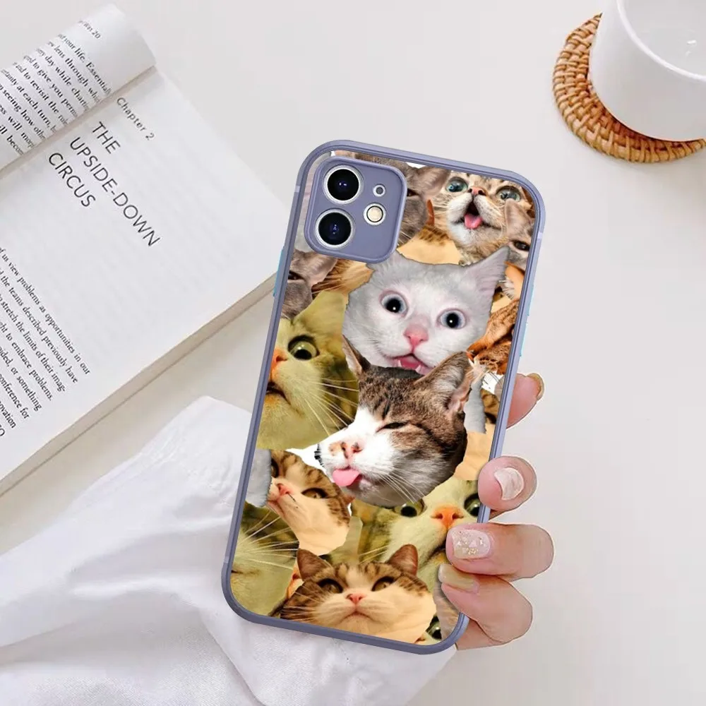 Crying Cat Memes Phone Case For iPhone 14 X XR XS 7 8 Plus 11 12 13 pro MAX 13mini Matte Shockproof Case