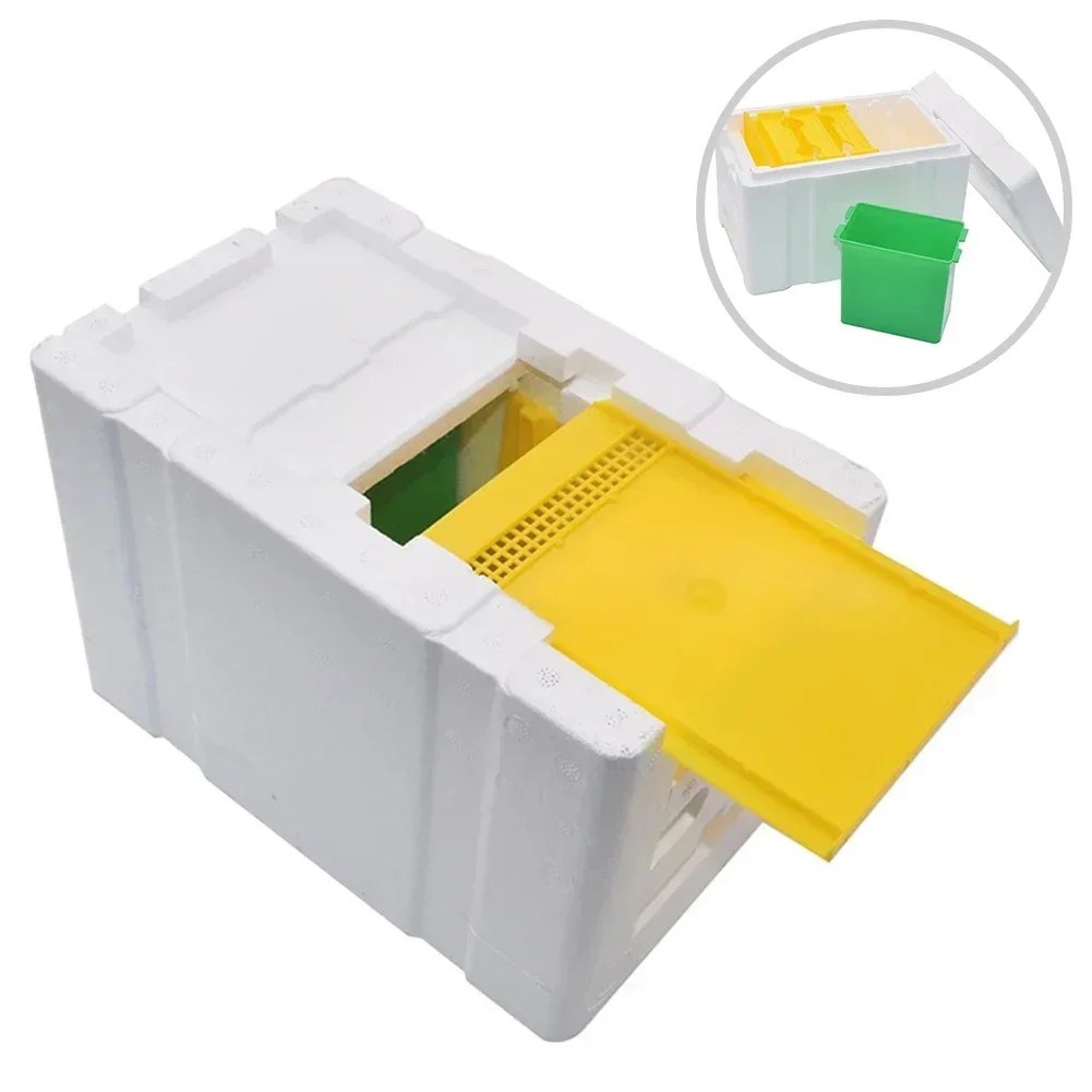 1set Queen Bee Mating Box Nucleus Hive Breeding Harvesting Foam Beekeeping Tools 24*16.5*15 Cm Outdoor Living Parts