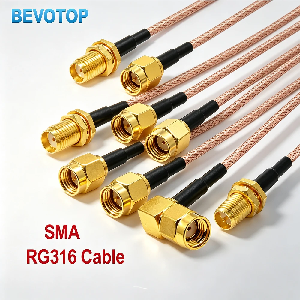 SMA-Stecker auf SMA-Buchse Schottmontage RG316 Kabel 50 Ohm HF-Koaxial-Pigtail WLAN-Router Antennenverlängerungskabel Jumper HF-Koaxialkabel
