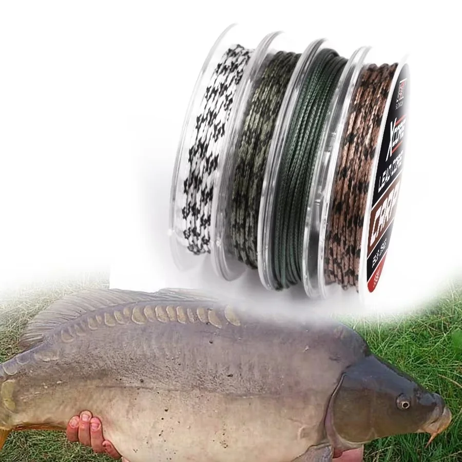 NGB 10 M Leadcore Hair Rig Karpfen Angelschnur 12 geflochtene Draht Camouflage Feeder Leader Line 35LB 45LB 55LB