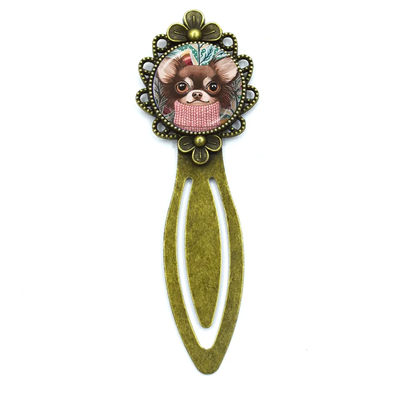 New Chihuahua  Collection Bookmark Book Mark Label Glass Gems Book Page Marker For Gift School Office Decor