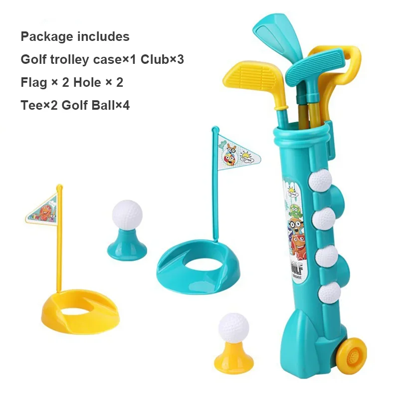 Pelota de palo de Golf para niños, grupo de tazas con agujero verde con ruedas, juego de juguetes deportivos, equipo de juegos interactivos para padres e hijos
