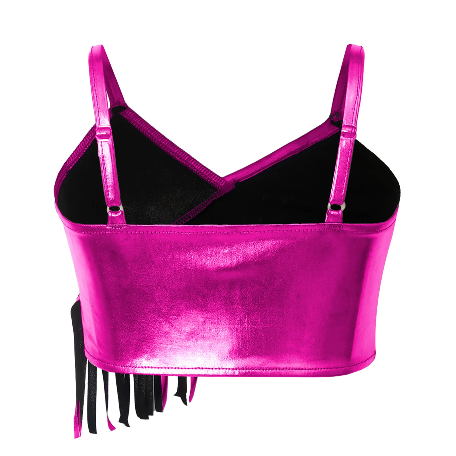 Asymmetrical Crop Top For Girls Sequined Tank Tops Kids Jazz Latin Dance Costume Music Festival Sleeveless Tassel Vest Dance Top