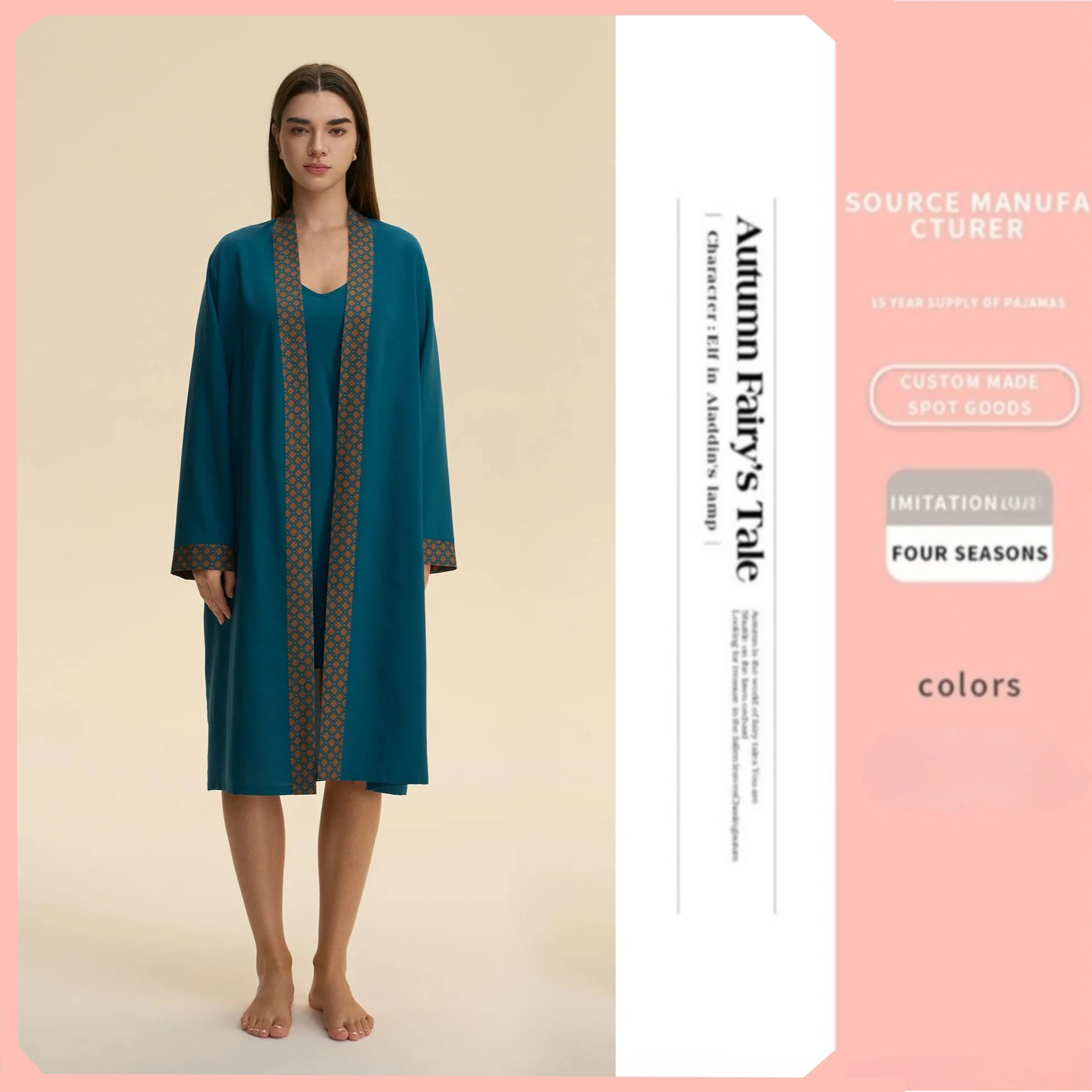 

2Pcs Bathrobe Gown Set Women Rayon Nighty&Robe Suit Spring Summer Sleepwear Lingerie Kimono Nightgown Homedress Loungewear