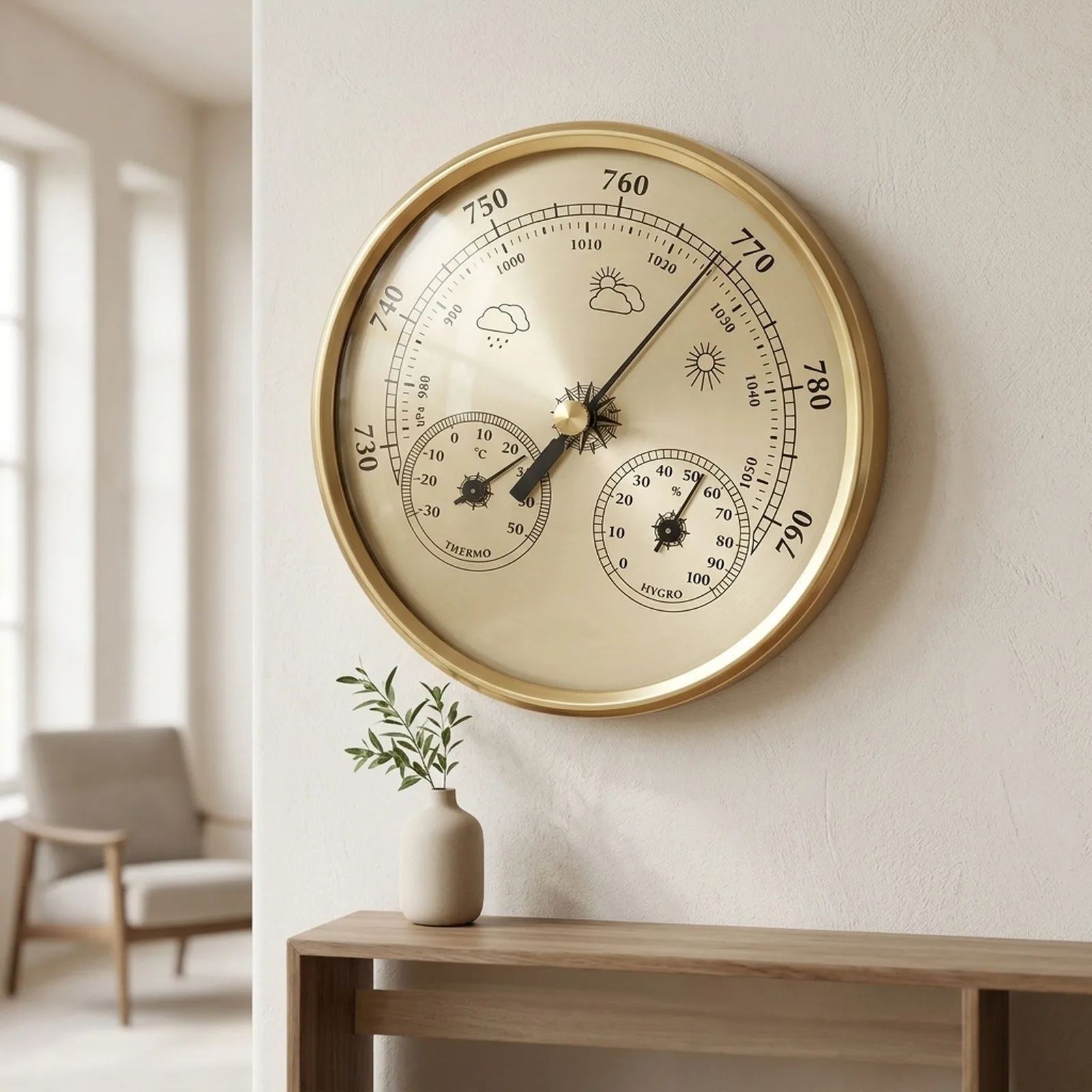 for retro Style 3-in-1 Mechanical for Weather Station Barometer Thermometer Hygrometer for Home Office and Weather Watching