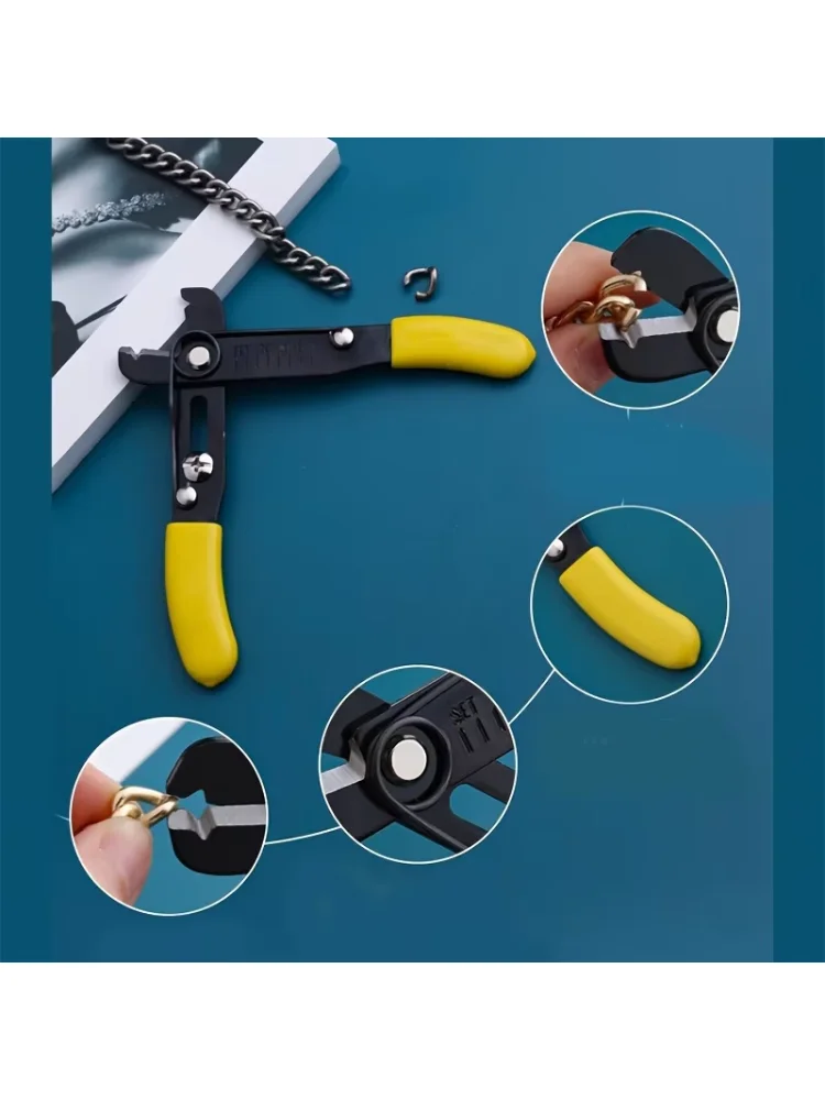 Jewelry Chain Clamp Pliers - Riveting Tool, DIY Chain Cutter & Opener, Adjustable Toothless Pliers for Jewelry Making