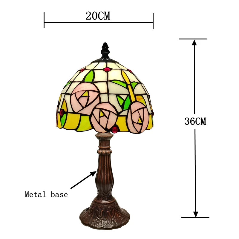 8-inch American Country Pink Rose Lucite Table Lamp Tiffany Style Wine Cooler Living Room Study Reading Lighting Fashion Gifts