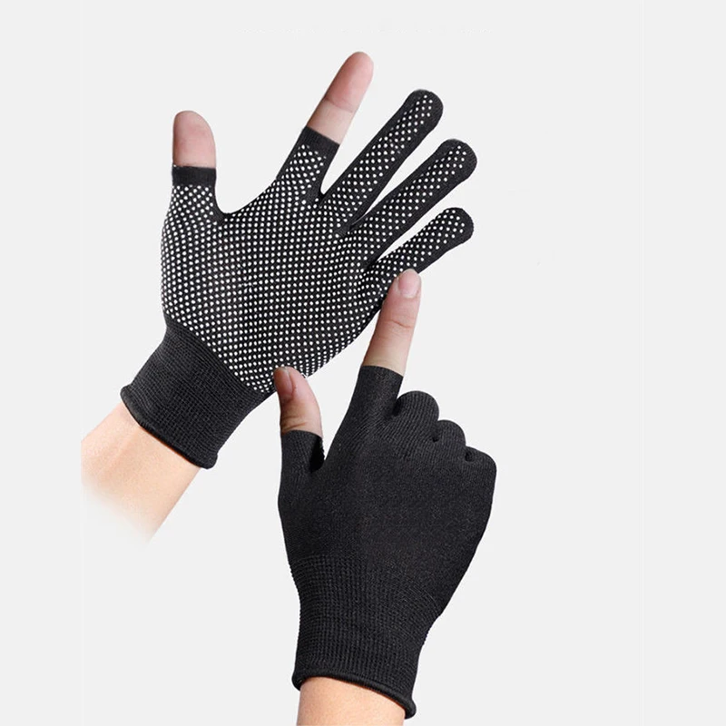 1Pair Glue-dot Non-slip Cycling Gloves For Men, Outdoor, Two-finger Touch Screen Thin Gloves