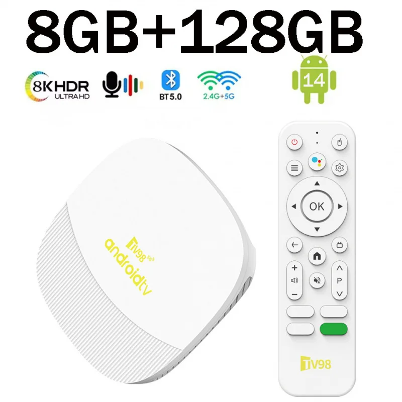 TV98 ATV Max TV Box 4K Android 14 Wifi6 4G 5G BT Allwinner H313 Media Player 8GB 128GB Voice Control 8K Smart Set Top Box IPTV