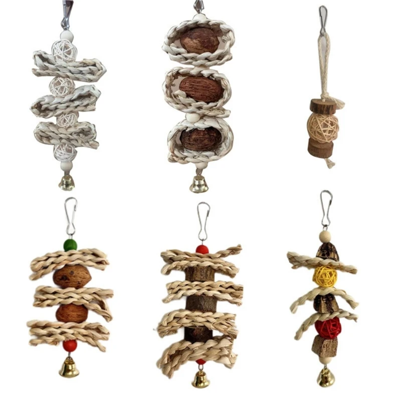 

6 Pack Bird Chewing Block Corn-Husks Chew Toy for Cage for Cockatiel Lovebird Dropship