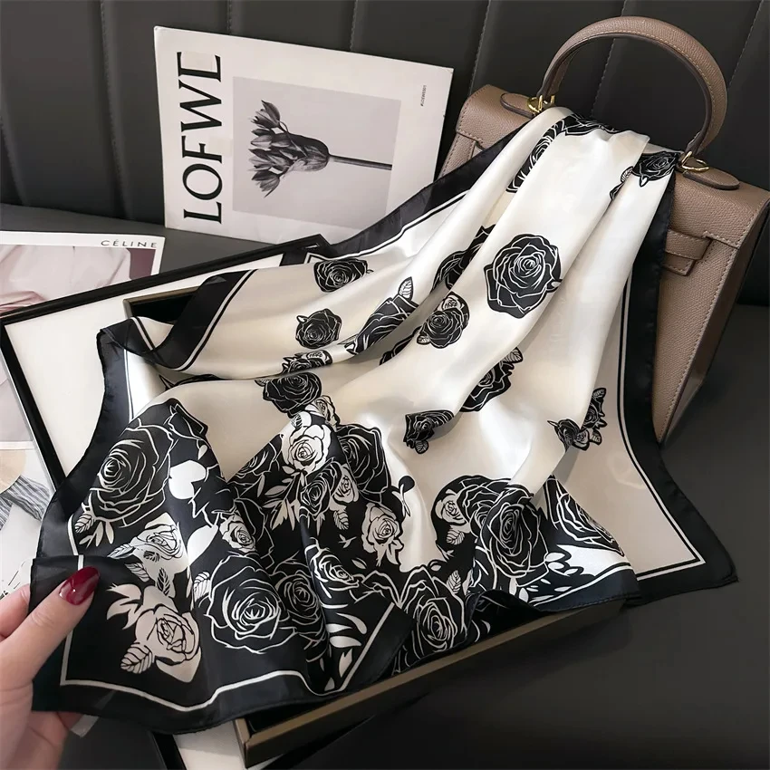 Korean Fashion Luxury Silk Scarfs Square Scarf Scarf Kerchief Popular Silk Scarves Bandanna Wraps Scarf Decoration Shawl