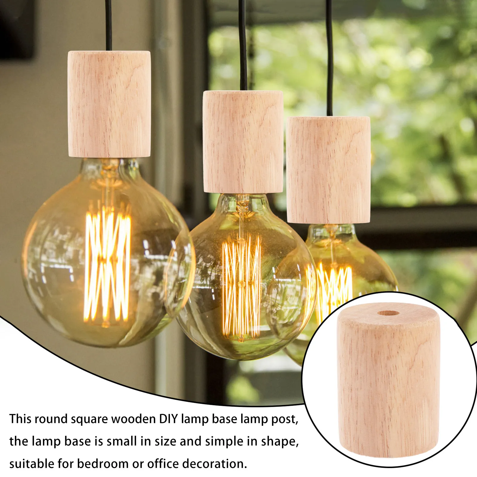 

Комплект из 2 деревянных оснований для лампы: полые круглые подставки для ночника, аксессуар для настольной лампы, цоколь E27, премиум-материал из дерева, предварительно просверленные отверстия, простая установка