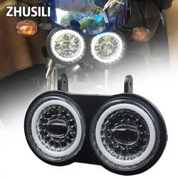 Motorcycle LED Headlight For Buell XB Model 2003-2010 Dual Headlights With Halo DRL