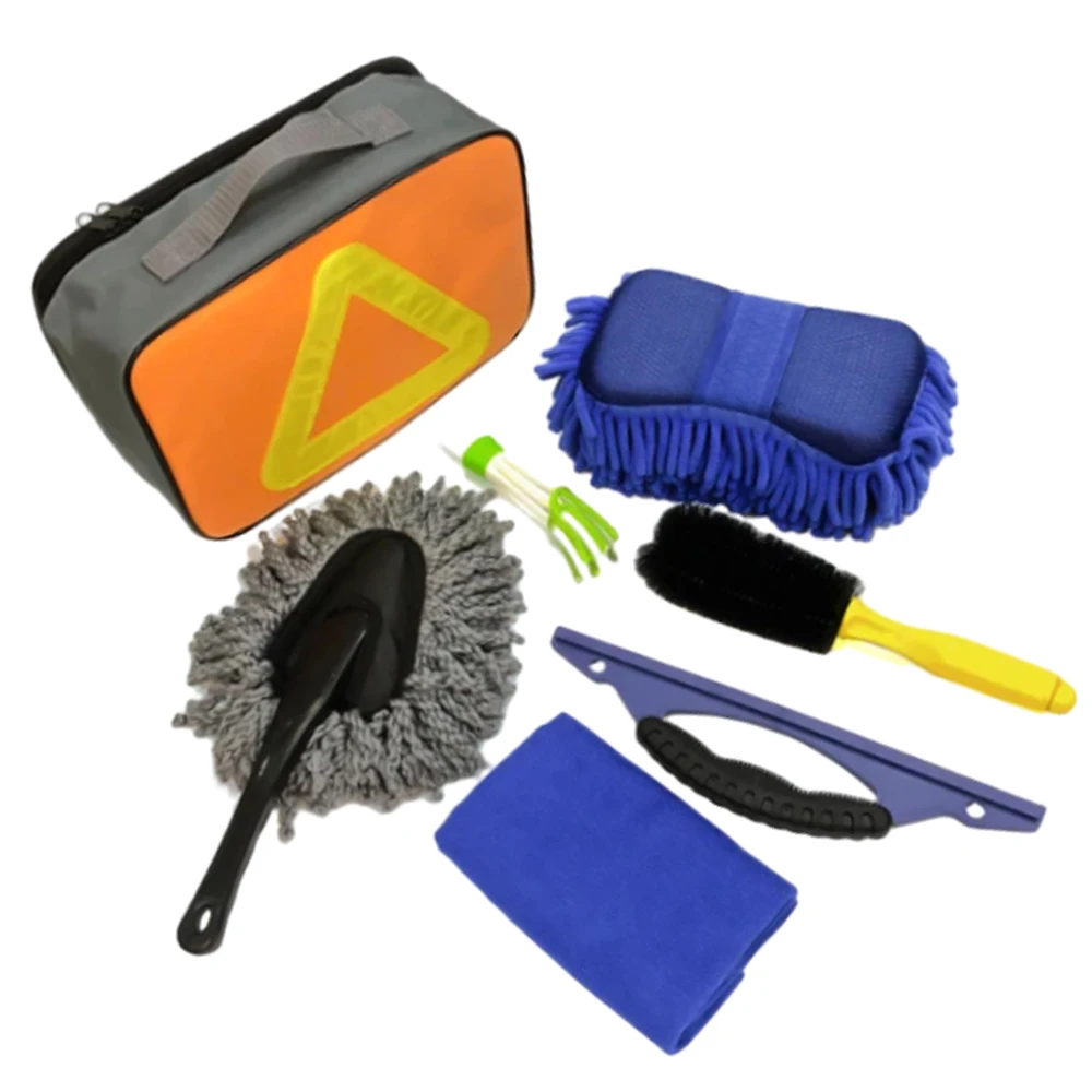 7 Pcs Car Cleaning Tool Kit Detailing Brush Set Towel Wheel  Brush  With Storage Case For Car Wash Accessories