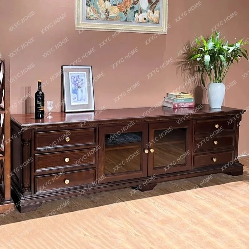 solid wood TV cabinet pure solid wood retro furniture country style