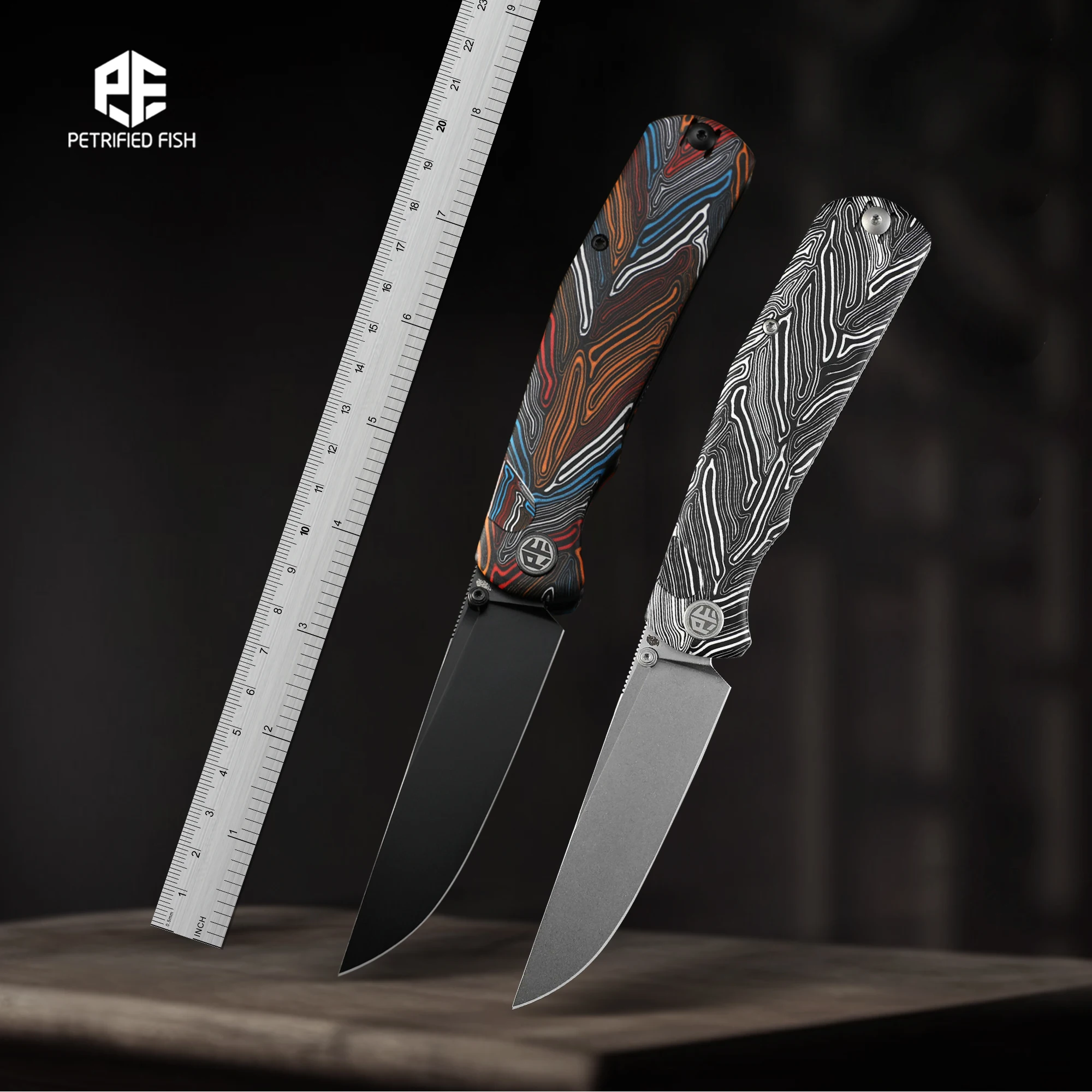 

Petrified Fish PFP14 Flat Folding Tactical Knife Camping Fishing Ceramic Bearing Stainless Steel G10 Knife EDC Pocketknives