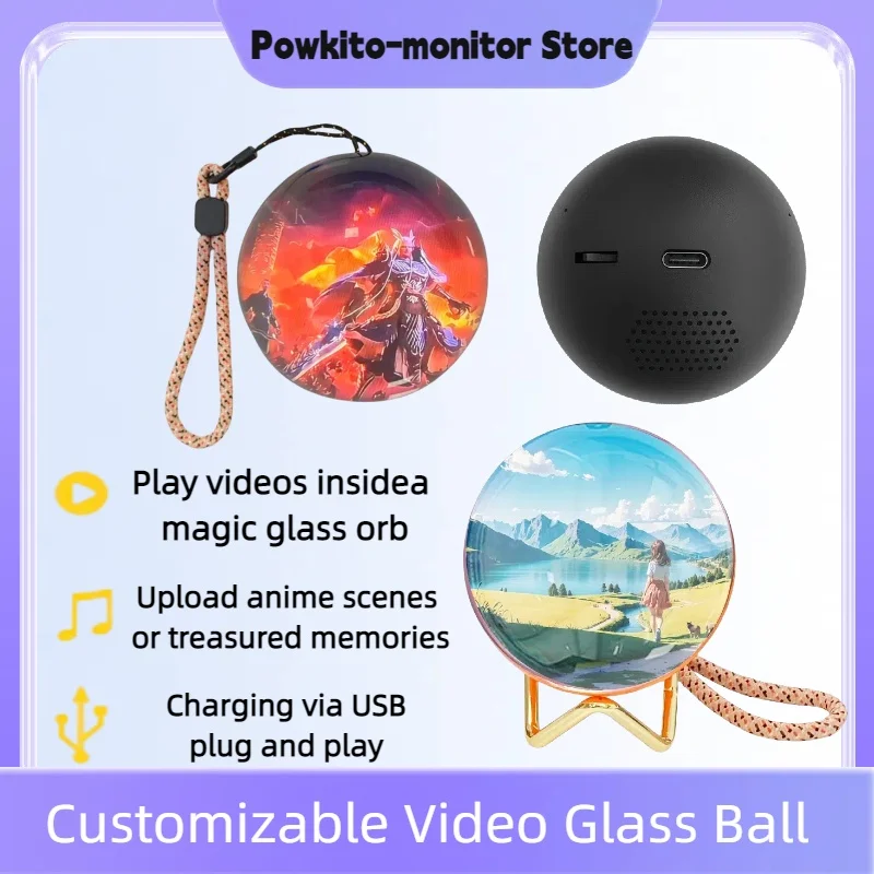 

3Dcrystal ball video player display customizable video glass ball electronic screen gift perfect for commemorating couples, pets