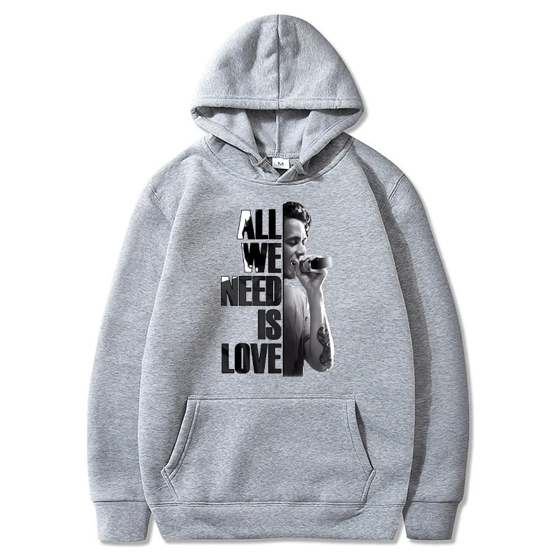 Canserbero Hoodies Men Fashion All We Need Is Love Printed Sweatshirts Women Casual Harajuku Streetwear Tracksuit Hooded