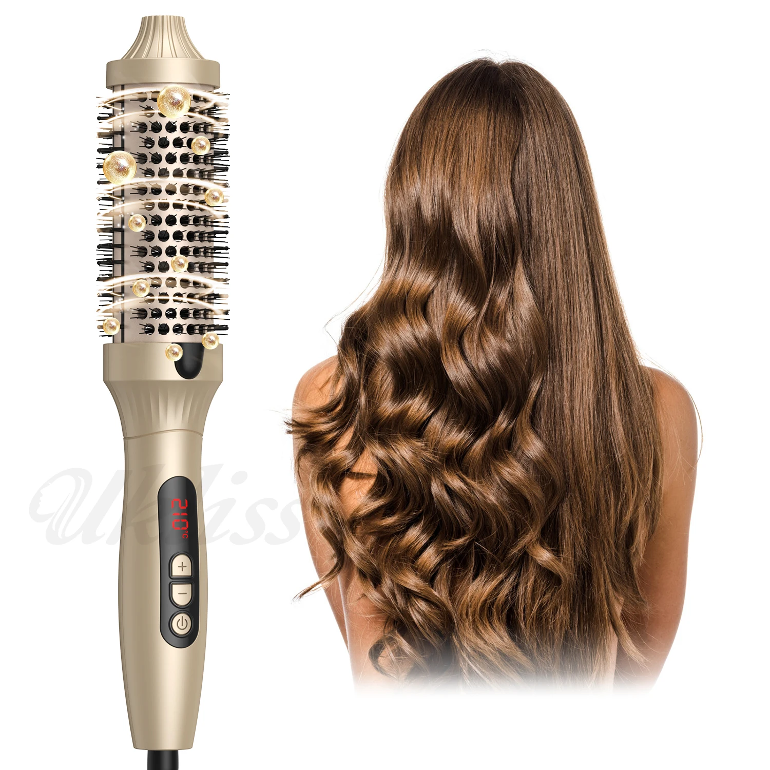 

Thermal Brush for Blowout Look 1.5 Inch Ionic Heated Round Brush 30S Fast Heating Curling Iron Comb Electric Hair Curler Styling