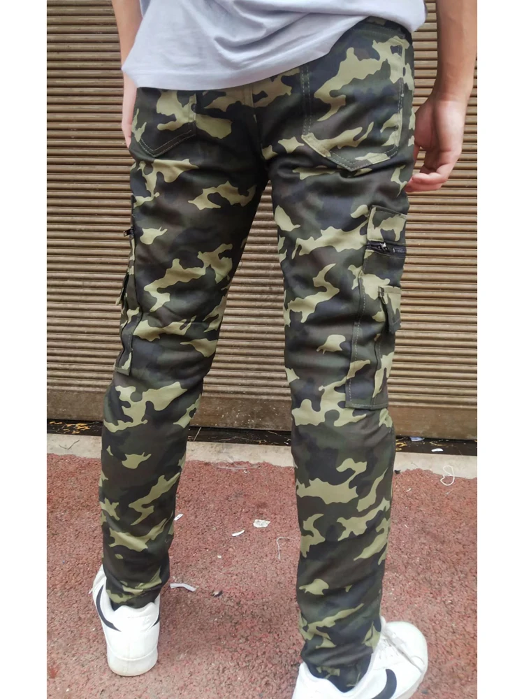 Autumn Men\'s Stretch Camouflage Biker Jeans High Quality Casual Denim Cargo Pants Men Slim-fit Multi-pocket Jogging Trousers