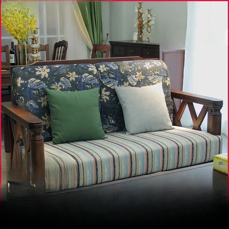 

Американский диван из цельного дерева, ткань для маленькой квартиры, гостиной, ретро-мебель из бревен из орехового дерева