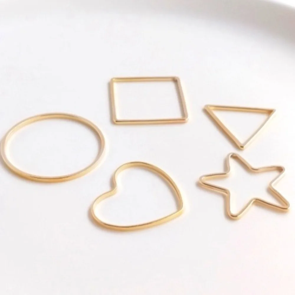 

14K Gold Color Love Pentagram Star Circle Square Circle Triangle Geometric Ring Ring Hanging Ring DIY Ear Pendant Accessories