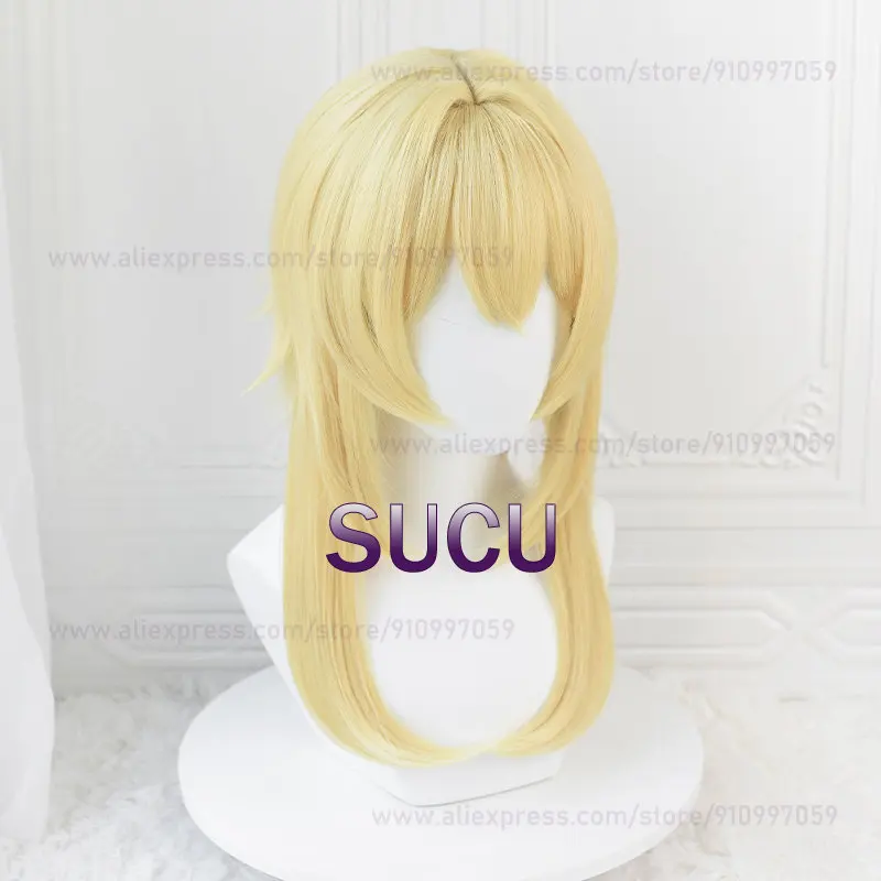 Traveller Lumine Cosplay Wig Game Genshin Impact Wigs 50cm Long Hair Heat Resistant Synthetic Hair Halloween COS Wigs