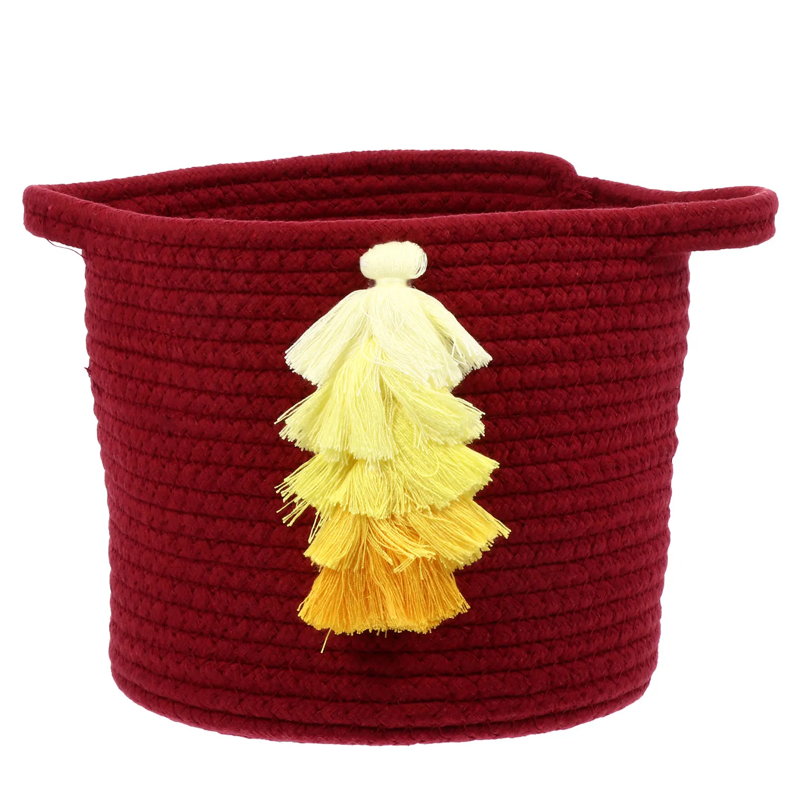 

1pc Cotton Thread Desktop Storage Basket Organizer Tassel Sundries Holder Makeup Box Knitting Container Wovenliving Room Towel
