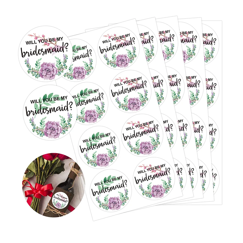 180pcs Will You Be My Bridesmaid Stickers Purple Bridesmaid Invitations Wedding Favor Gift Bridal Party Wedding Planning2*2 Inch