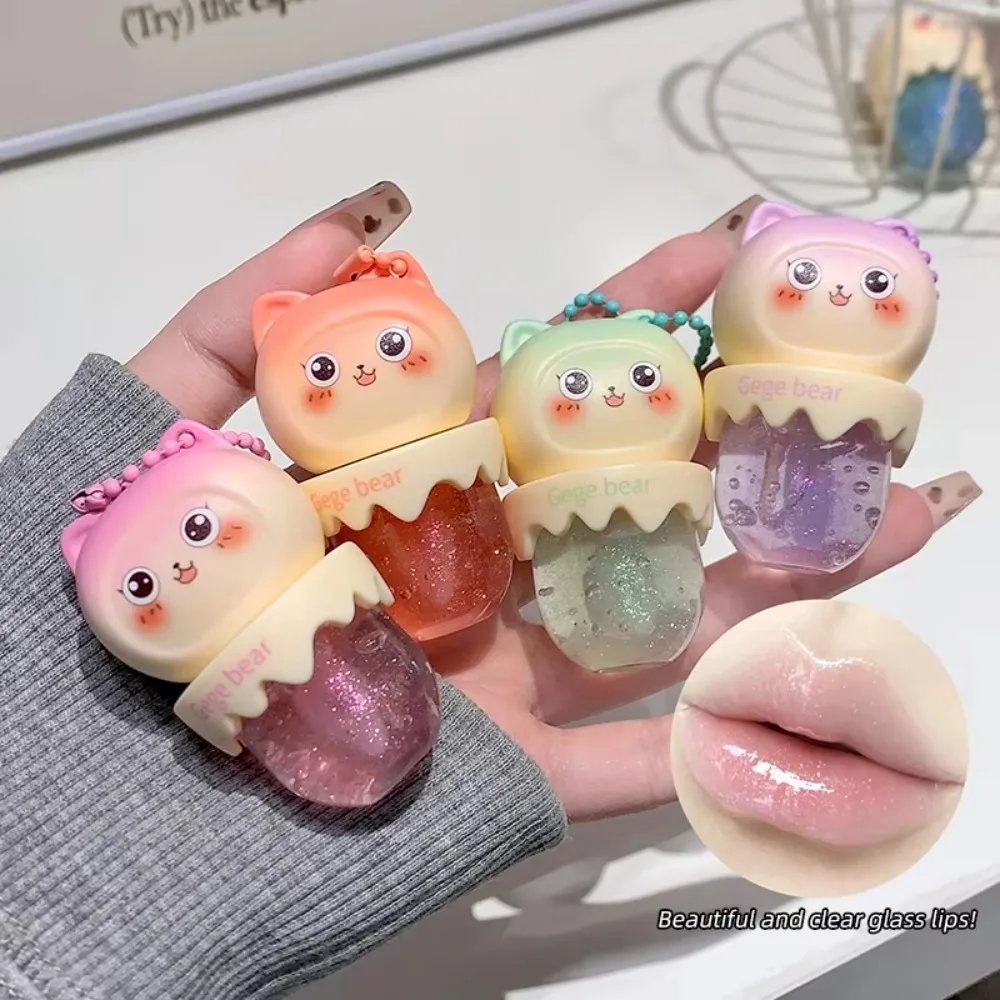 Crystal Jelly Fruit Extract Lip Oil Long-Lasting Moisturizing Non-Greasy Lip Care Tool With Keychain Non-Sticky