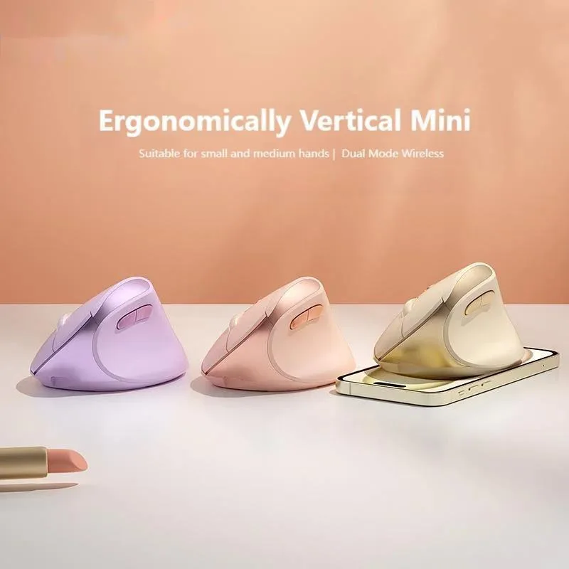 

Mini Vertical Ergonomic Bluetooth Dual Mode Mouse 2.4G Wireless Optical 1600DPI Gaming Office Mute Mice for Small Medium Hand