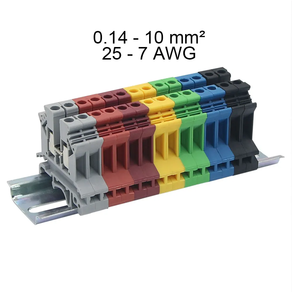 4PCS Terminal Connector UK-2.5/3/5 Wire Electrical Screw Cable Din Rail Terminal Blocks Strip Power Distribution Block Eletrico