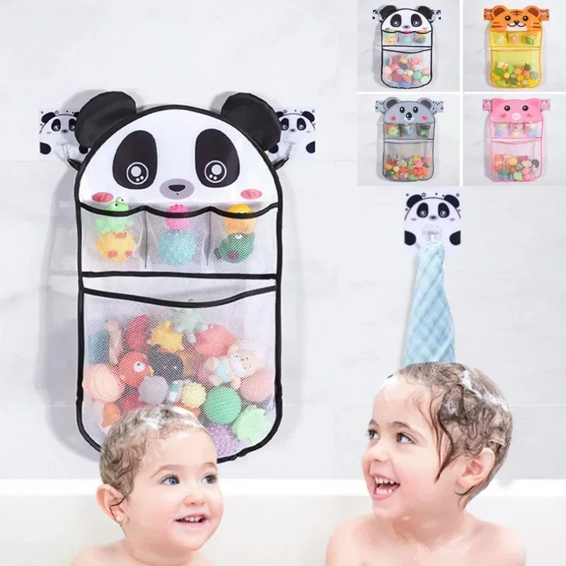 Cute Cartoon Animal Shower Storage Basket Mesh Bath Toy Organizer Net Pouch for Kid Baby Bathroom Bathtub Water Toys Hanging Bag