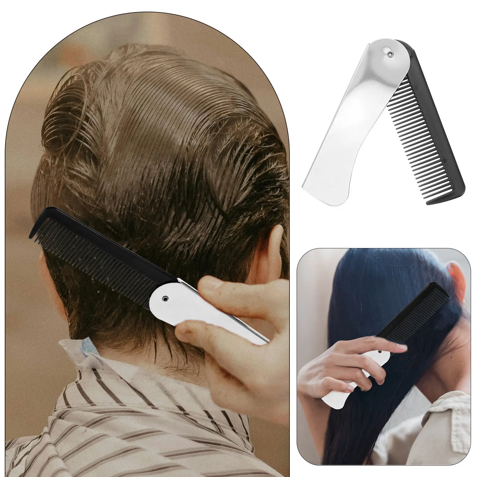 Stainless Steel and Plastic Folding Comb Portable Mini Hair Comb for Travel Car Office Daily Use Tame Hair Without Scratching