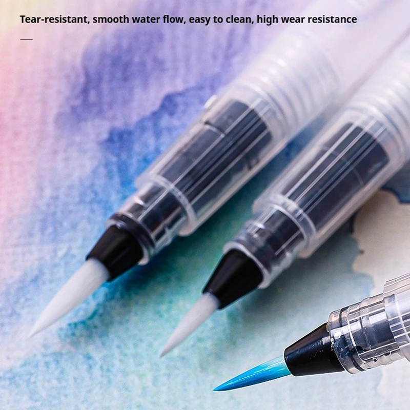 3Pcs Soft Nylon Water Ink Storage Brush Pen Set Refillable Water Color Brush Pens for Calligraphy Watercolor Painting Drawing