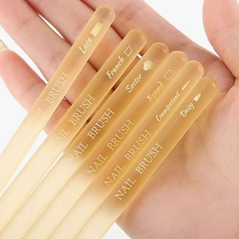 1/12 قطعة مقبض شفاف مسمار الفن فرشاة قلم تلوين كبير مربع مستدير العلاج بالضوء القلم هالة القلم مسمار قلم رسم زهرة القلم #5